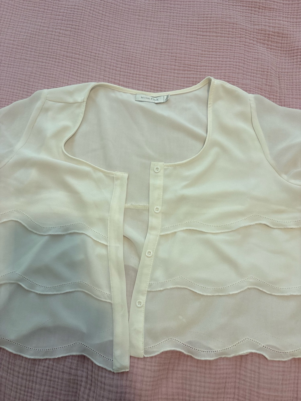 MINKPINK Cream Scalloped Button-Front Blouse
